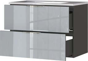 Сив гланцов стенен шкаф с мивка 81x61 cm Vasio – Germania