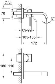 Тоалетна стенен кран Grohe Allure-Length 17 cm.