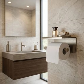 Държач за тоалетна хартия с етажерка 6613 Modern Nickel Brush