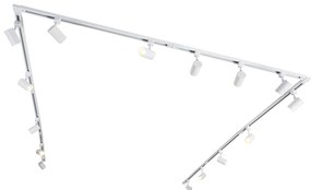 Модерна 1-фазова релсова система бяла с 15 броя прожектори - Jeana