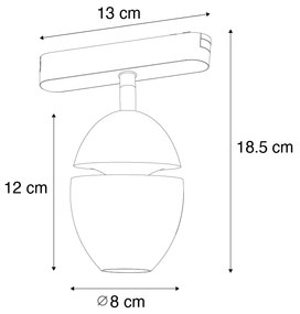 Модерен черен прожектор за 1-фазова релсова система с LED - Magnetic Eggy