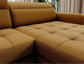 Жълт кадифен разтегателен ъглов диван с място за съхранение (ляв ъгъл U форма) Berrto – ELTAP