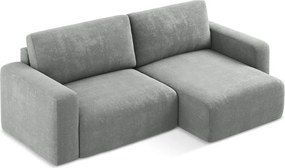 Сив шенилов сгъваем/с място за съхранение ъглов диван (десен ъгъл) Kona – Makamii