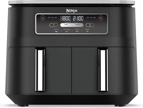Двоен фритюрник с горещ въздух Ninja Foodi Dual Zone AF200EU, 2400W, Независими зони за готвене, 7.6 л, 4 програми, 100-240°C, Max Crisp, Sync, Черен