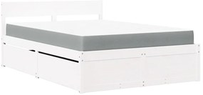 3281902 vidaXL Легло с чекмеджета и матрак, бяло, 120x200 см, бор масив