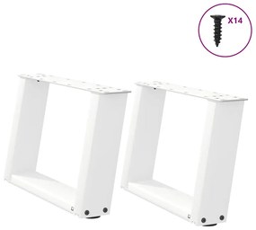 4012741 vidaXL Крака за масичка за кафе, U-образни, 2 бр., бели, 40 x (30-31) см, стомана