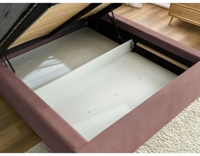 Светлорозово тапицирано двойно легло с място за съхранение с решетка 180x200 cm Jagna - Bobochic Paris