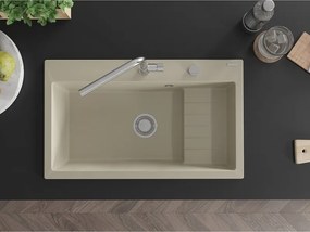 Mexen Omar гранитна кухненска мивка с 1 камера 800 x 480 mm, бежова, сифона хром