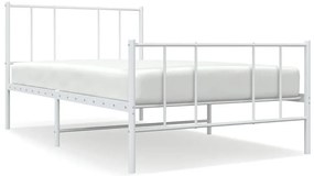352541 vidaXL Метална рамка за легло с горна и долна табла, бяла, 100x190 см