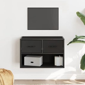 848909 vidaXL ТB шкаф, черен, 60x31x39,5 см, инженерно дърво и метал