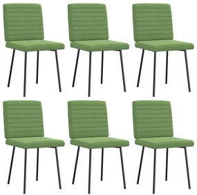3315529 vidaXL Трапезни столове, 6 бр, светлозелени, кадифе