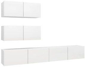 3078711 vidaXL Комплект ТВ шкафове от 4 части, бял, инженерно дърво