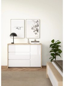 Скрин от дъбов декор в бял и естествен цвят 119x84x48 cm Next – Tvilum