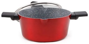 Тенджера Luigi Ferrero Rossy FR-2814, 28x13.5 см, 6.7 л, Незалепващо покритие, Индукция, Стъклен капак с отвор за пара, Червен