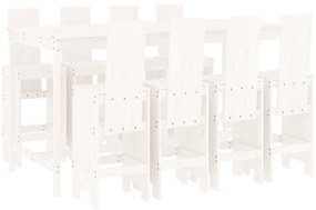 3157788 vidaXL Градински бар комплект от 9 части, бял, масивно дърво бор