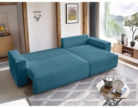 Тюркоаз сгъваем ъглов диван от рипсено кадифе Nihad – Bobochic Paris