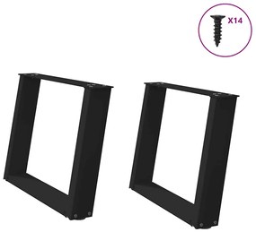 4012772 vidaXL Крака за масичка за кафе, U-образни, 2 бр., черни, 70 x (42-43) см, стомана