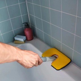 Моп за почистване на повърхности 2в1 Joseph Joseph CleanTech 6500012, 18.5 см, Дръжка с меко покритие, Сив/Жълт