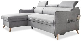 Светлосив ъглов разтегателен диван, ляв ъгъл Sweet Harmony - Miuform