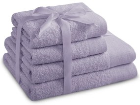 Памучни хавлии и кърпи за баня в комплект от 4 бр. от тери в цвят лавандула Amari – Restilo