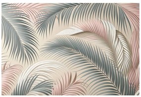 Тапет – Пастелни палмови листа на бежово