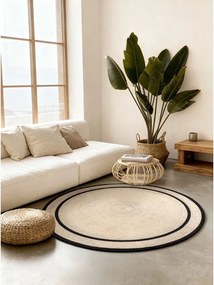 Двустранен/ръчно изработен ютен кръгъл килим в светло естествен цвят ø 150 cm Lina – Hanse Home