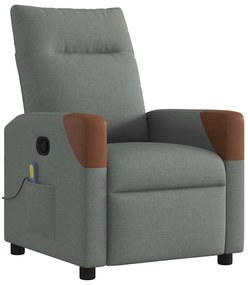 4104818 vidaXL Масажен фотьойл с регулируема облегалка, тъмносив, плат