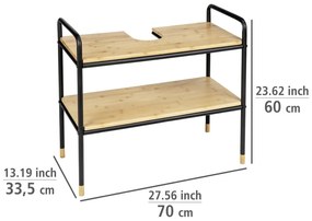 Черен/естествен бамбуков шкаф под умивалника 70x60 cm Loft - Wenko