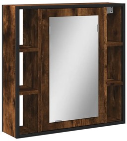 842428 vidaXL Огледален шкаф за баня опушен дъб 60x16x60 см инженерно дърво