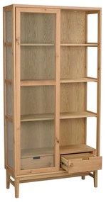 Витрина от декор от дъб с плъзгащи се врати в естествен цвят 100x203 cm Hazelton – Rowico