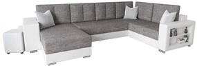 Разтегателен диван в П-образна форма JENER, 326x90x180, kornet 02/sioux бял, ляв