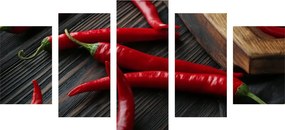картини от 5 части – Дъска с люти чушки
