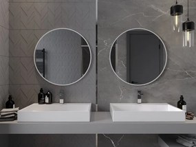 Mexen Loft окръгло огледало за баня 70 см, бяла рамка - 9850-070-070-000-20
