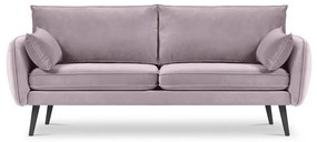 Светлорозов кадифен диван с черни крака , 198 cm Lento - Kooko Home