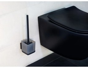 Черна самозалепваща пластмасова четка за тоалетна Quadro – Wenko