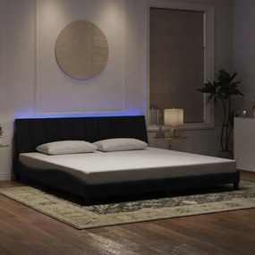 3213801 vidaXL Рамка за легло с LED осветление без матрак Hanko, черна, 200x200 см, кадифе