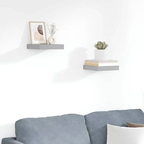 323845 vidaXL Окачени стенни рафтове, 2 бр, сиви, 23x23,5x3,8 см, МДФ