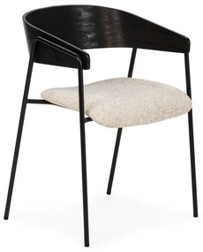 Черни/бежови тапицирани трапезни столове в комплект с подлакътници 2 бр. Cora – MOME
