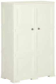 340591 vidaXL Пластмасов шкаф, 79x43x125 см, дървен дизайн, ванилов лед