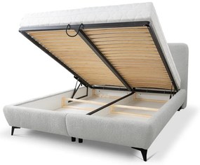 Светлосиво двойно тапицирано легло с място за съхранение и включена подматрачна рамка 180x200 cm Makapu – Makamii