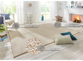 Кремав килим 60x90 cm Wolly – BT Carpet