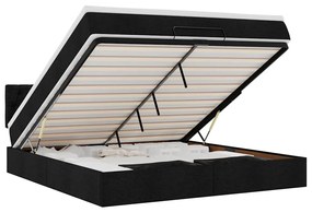 3312404 vidaXL Османска легло с матрак и LED, черно, 160x200 см, плат