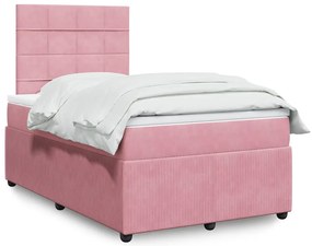 3292315 vidaXL Боксспринг легло с матрак, розово, 120x200 см, кадифе