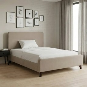 Легло Ovelia от плат в бежов цвят 120x200см.