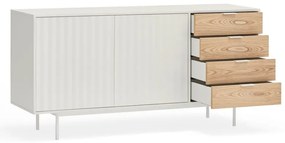 Бял/естествен нисък скрин от декор от дъб 159x80 cm Sierra – Teulat