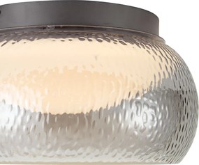 Art Deco Ceiling Lamp Gunmetal with Smoke Glass Incl. 3-Step Dimmable LED - Thimble