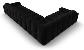 Ъглов диван от черно кадифе (ляв ъгъл) Kendal - Micadoni Home