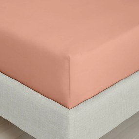 Теракотен еластичен чаршаф от памук перкал 150x200 cm Cotton Percale – Bianca