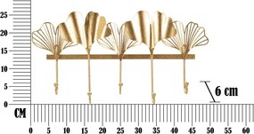 Метална закачалка за стена в златист цвят Leaves - Mauro Ferretti