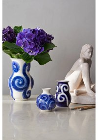 Синя ръчно рисувана каменна ваза Tulle - Kähler Design